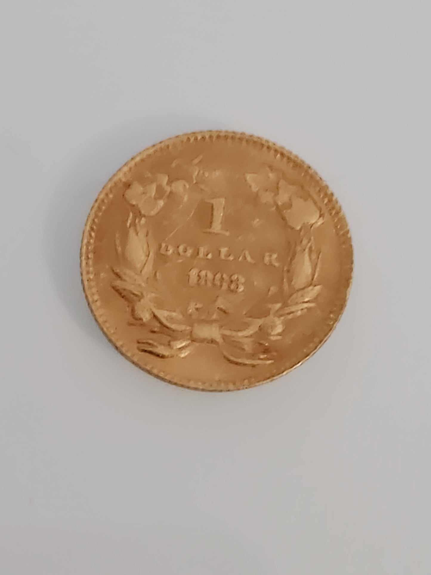 USA, Indian Princess, gold 1 Dollar, 1868, Philadelphia mint, 1.67g (KM 86). Very Fine. Mintage of only 10,525.