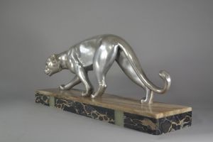 Art Deco French 1930s Metal Panther Sculpture from Dumy