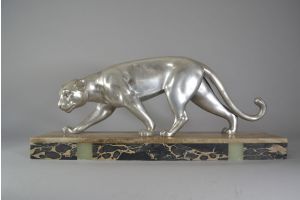 Art Deco French 1930s Metal Panther Sculpture from Dumy