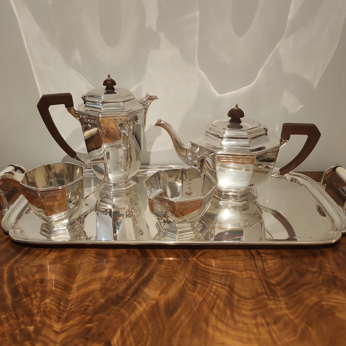 Art Deco Solid Silver George VI Four Piece Tea & Coffee Set Sheffield 1938 Mappin & Webb - Collectible