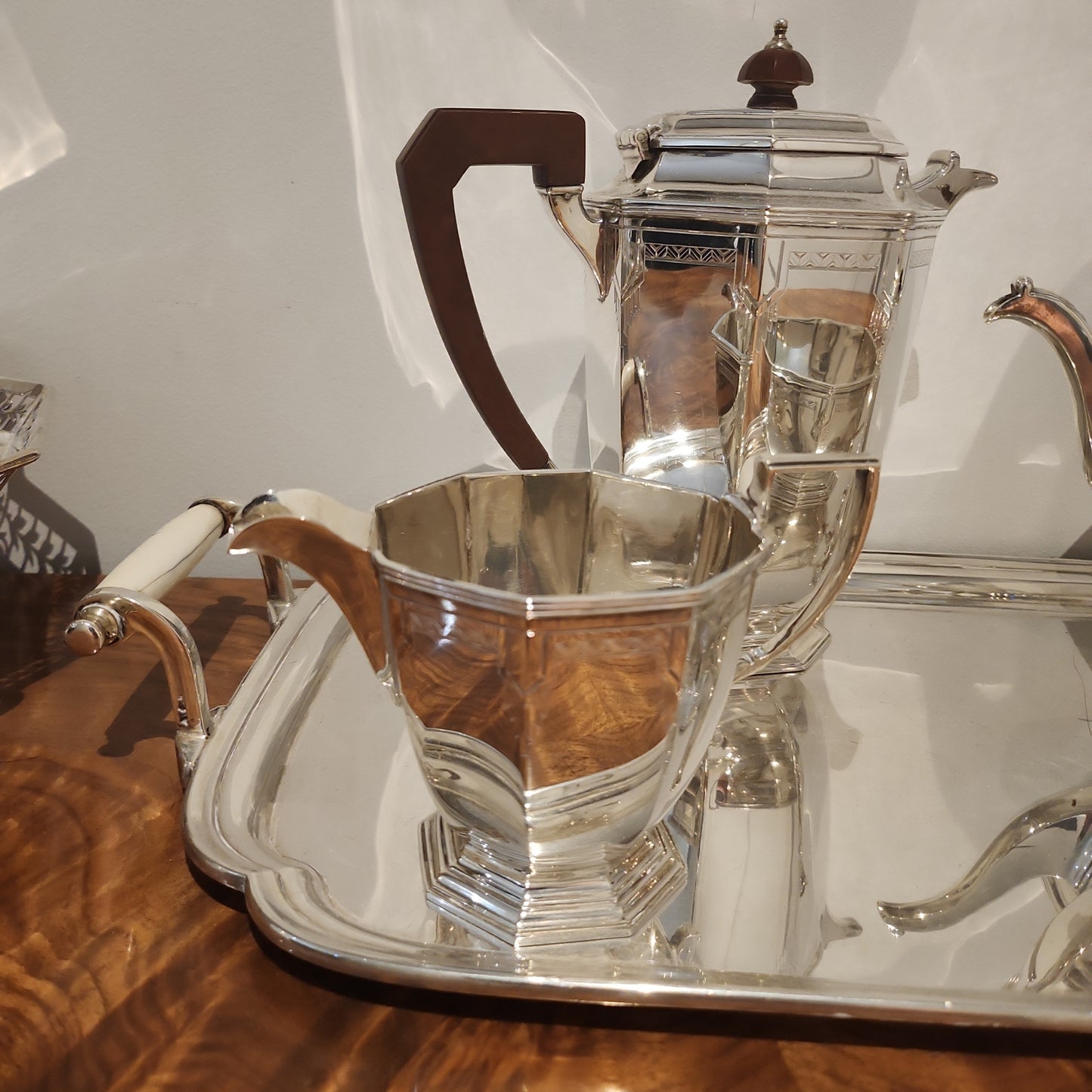 Art Deco Solid Silver George VI Four Piece Tea & Coffee Set Sheffield 1938 Mappin & Webb - Collectible