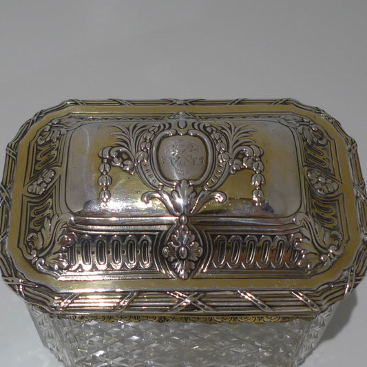 18th Century Antique George III Silver Gilt and Crystal Tea Caddy Circa 1770 (Lion Passant Mark Only)